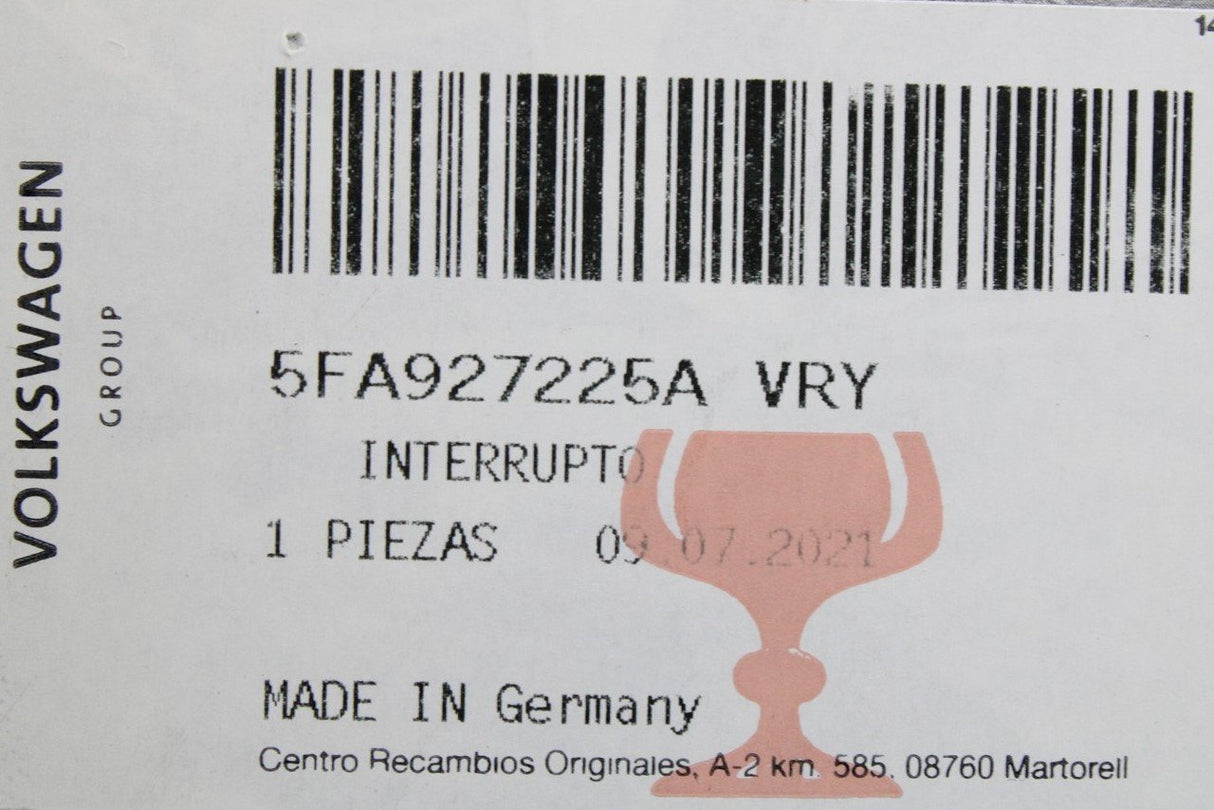 SEAT Leon 2020-on electronic parking brake switch 5FA927225A VRY