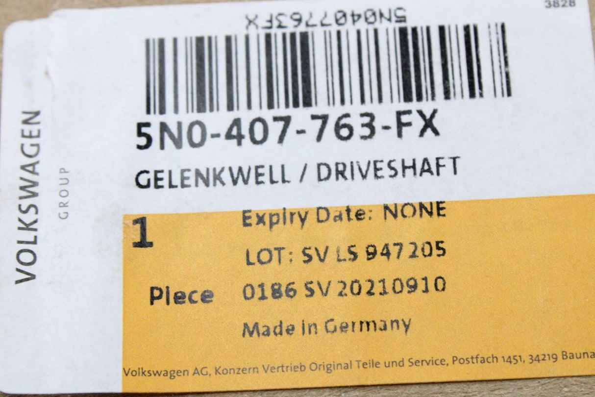 VW Tiguan 08-16 Audi RS3 RSQ3 TTRS drive shaft (front left) 5N0407763FX