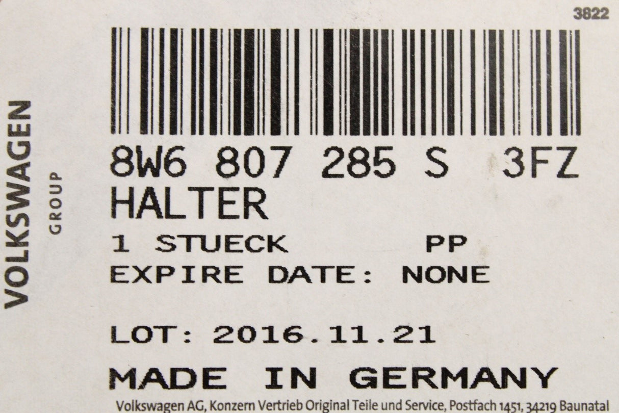 Audi A5 S5 2017-on number plate holder (front) 8W6807285S 3FZ