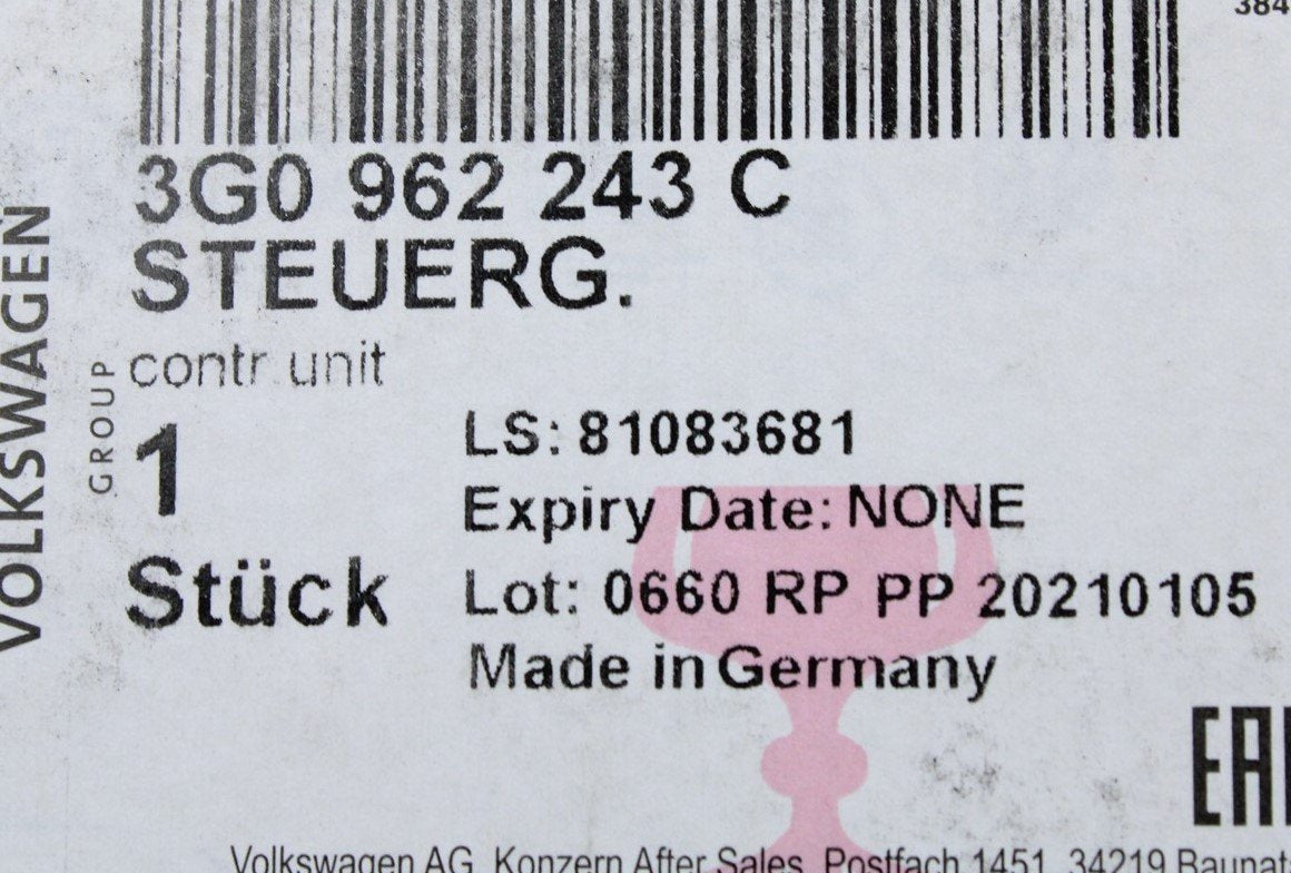 VW Audi Skoda SEAT boot lid opening control unit 3G0962243C