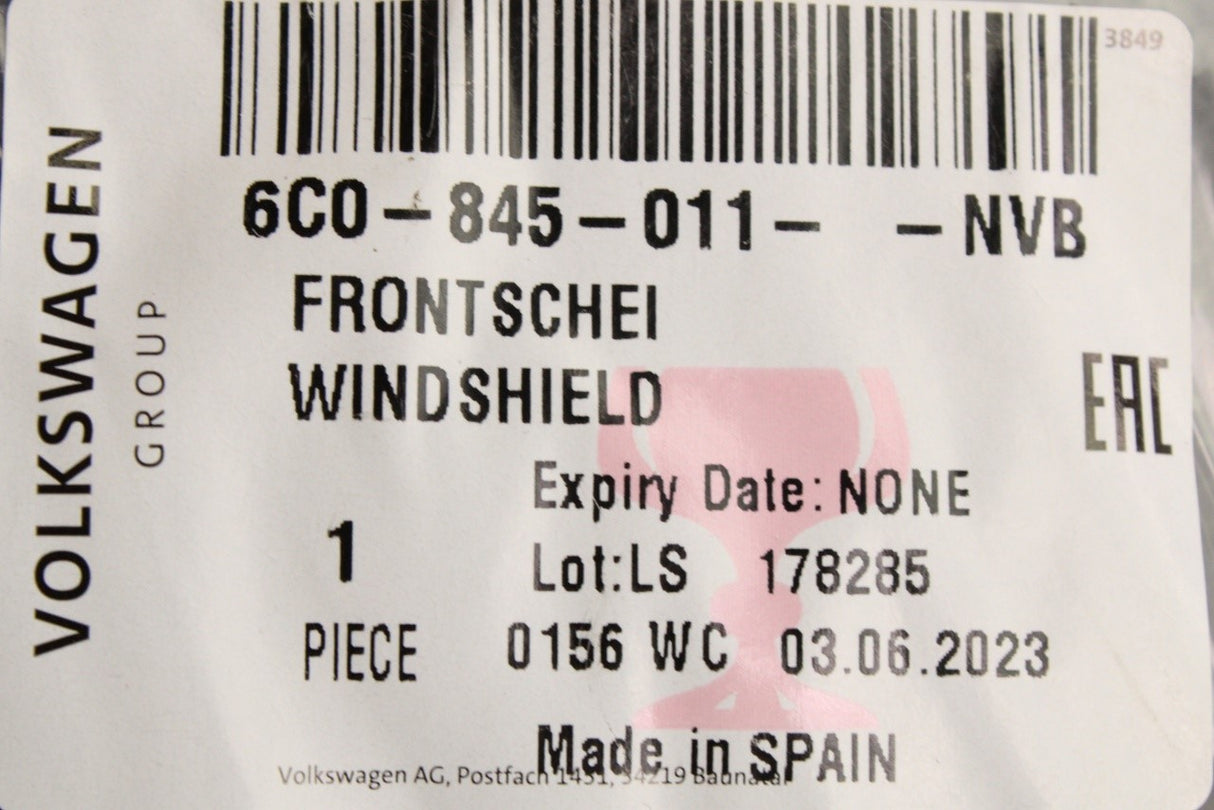 VW Polo 6C 2015-2018 front windscreen glass 6C0845011 NVB