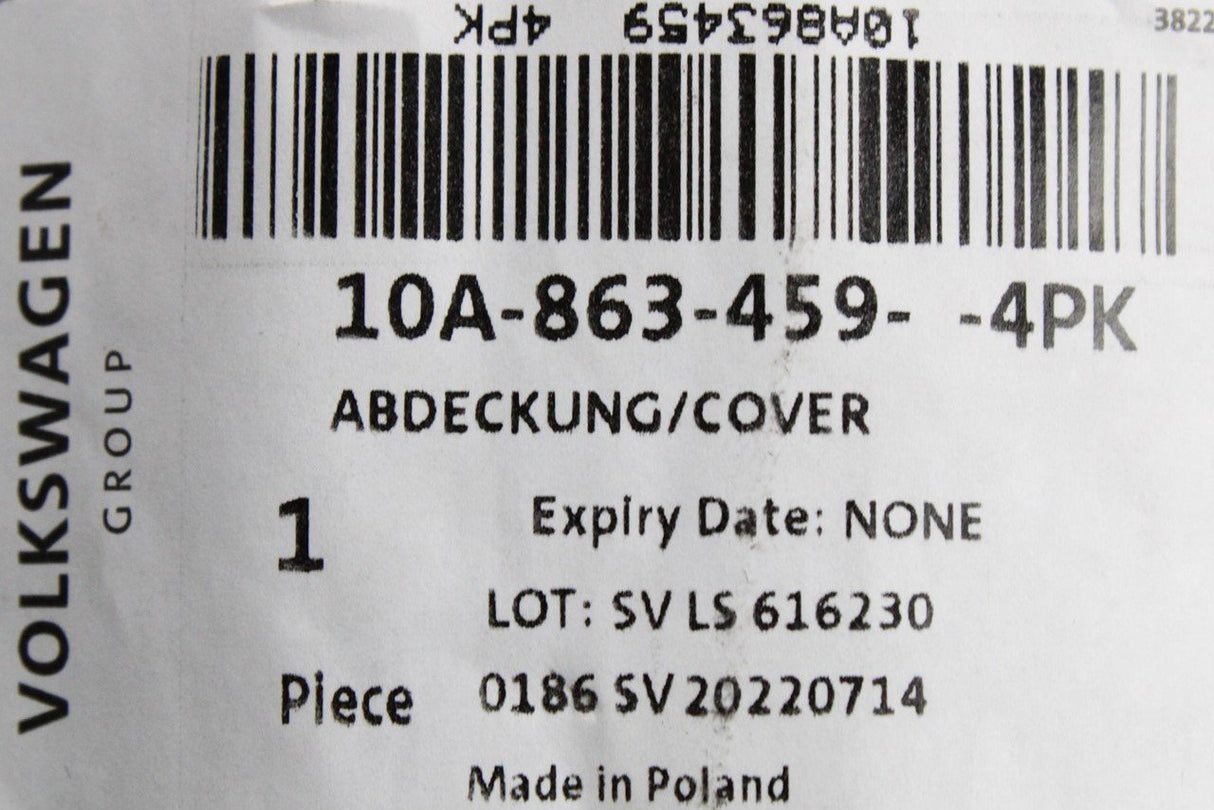 VW ID.3 2020-on boot latch surround trim panel 10A863459 4PK
