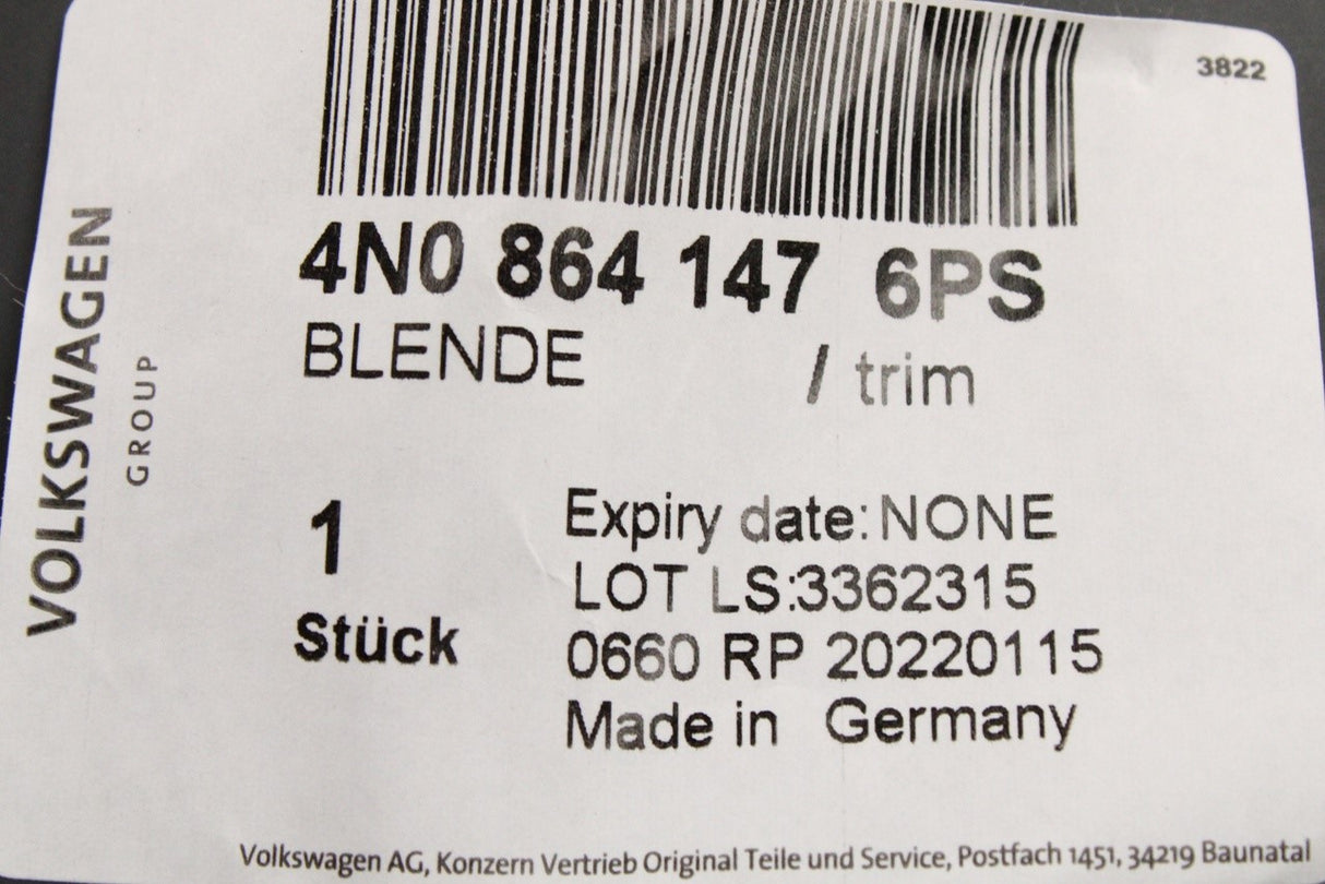 Audi A8 S8 2018-on centre console trim (upper rear) 4N0864147 6PS