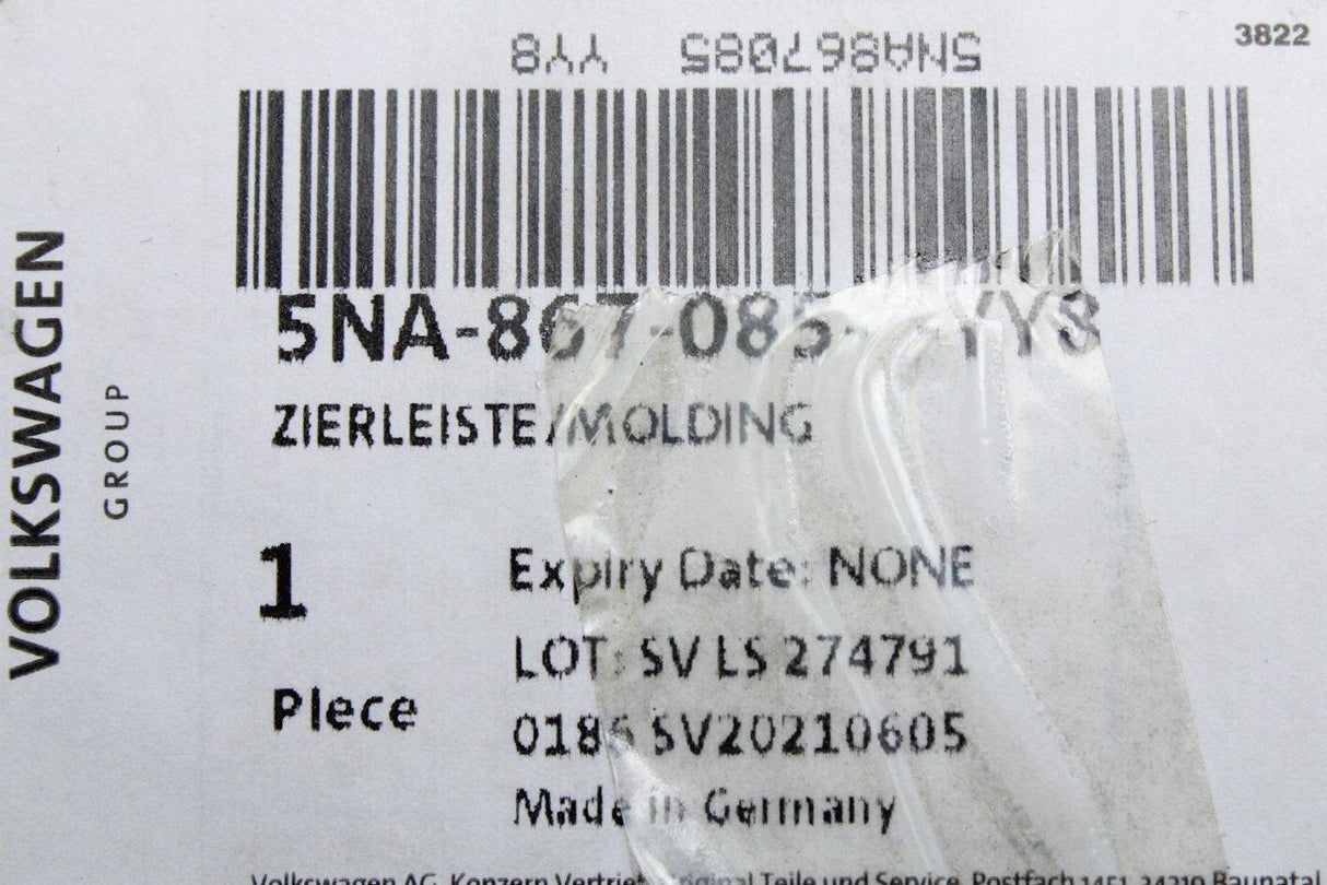 VW Tiguan 2016-on interior door card trim (rear left) 5NA867085 YY8