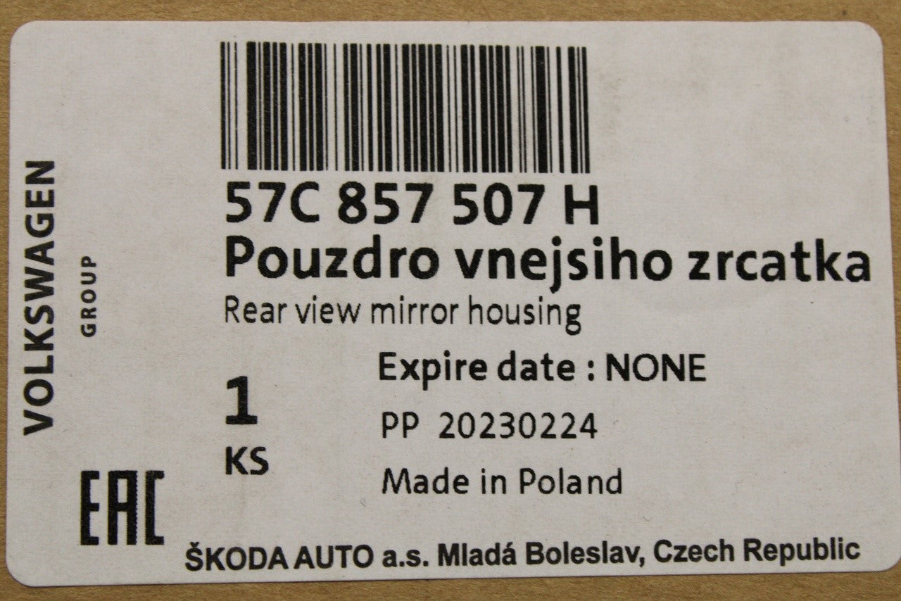 Skoda Karoq 2018-on power fold wing mirror housing (left