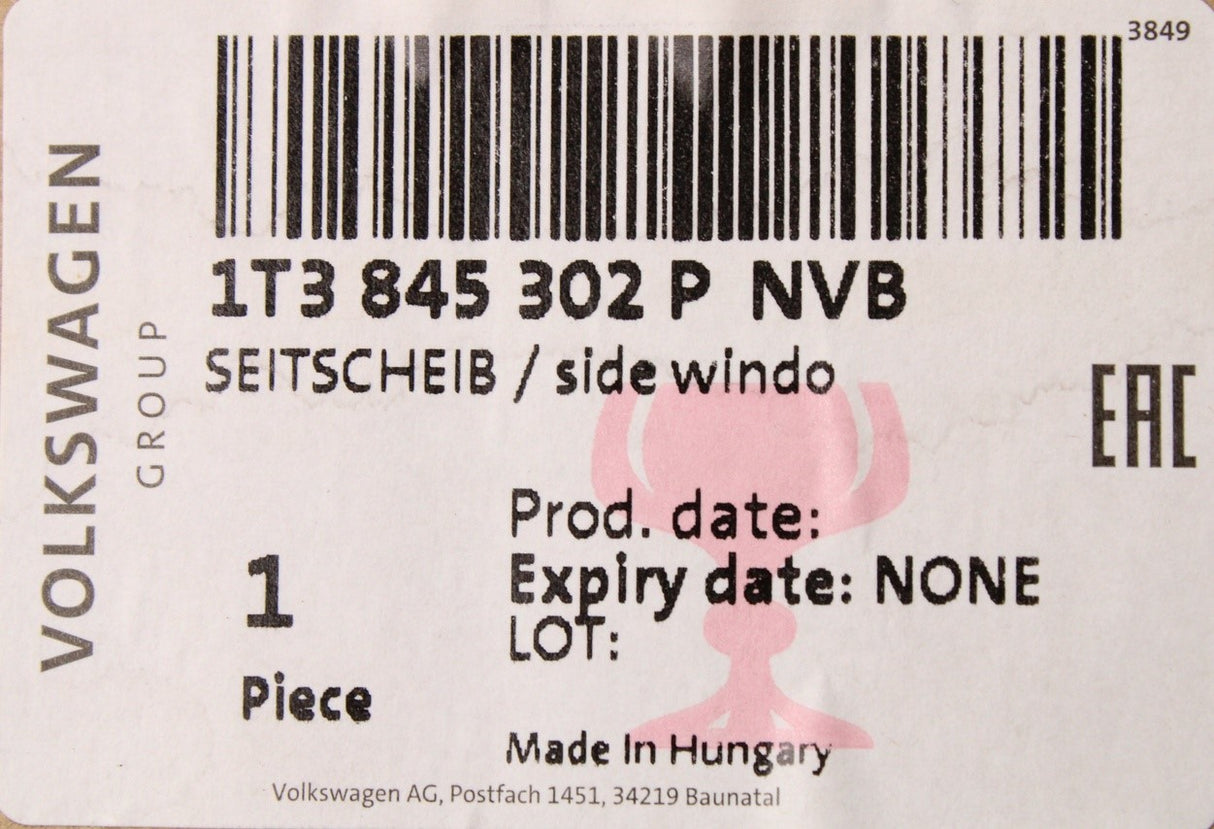 VW ID.Buzz 2023-on centre side window (right) 1T3845302P NVB