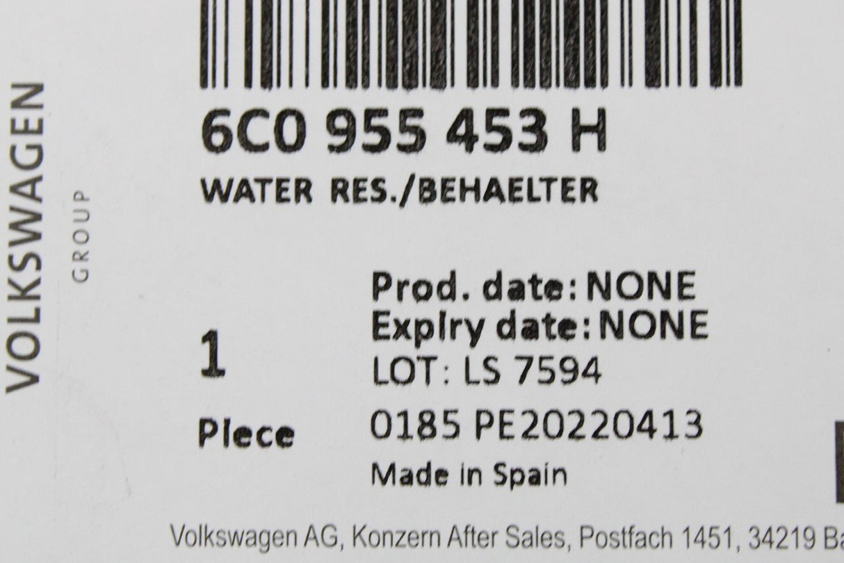 VW Polo 6C Audi A1 SEAT Ibiza windscreen washer bottle 6C0955453H