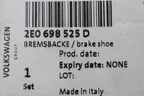 VW Crafter 2012-2016 rear drum brake shoe set 2E0698525D