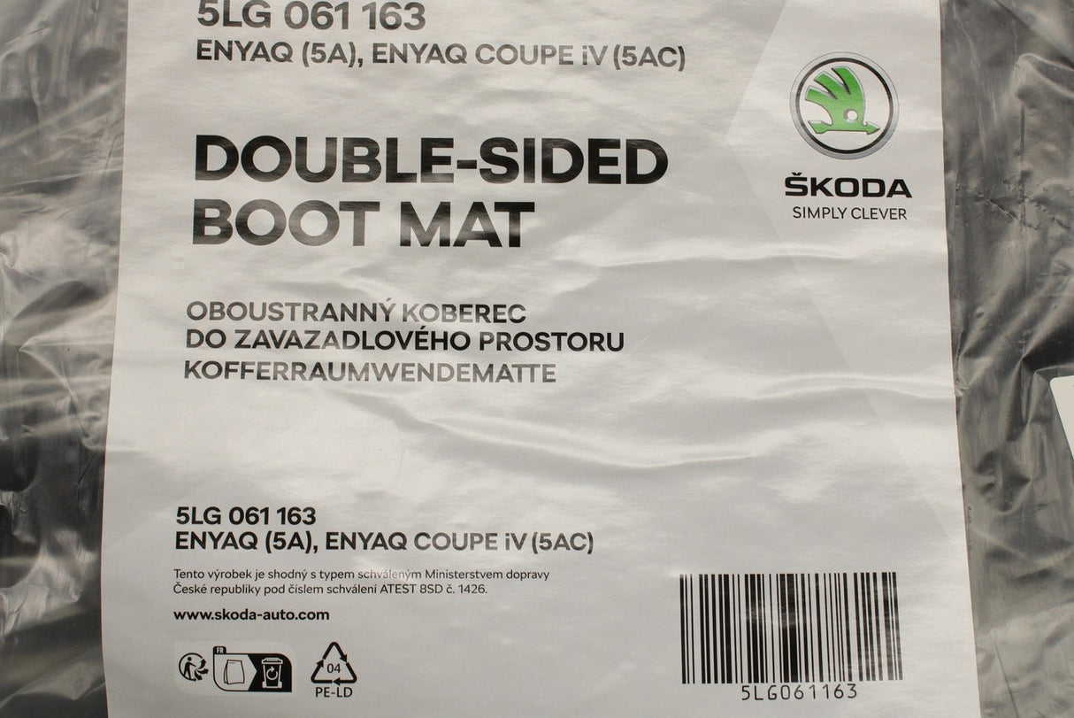 Skoda Enyaq 2021-on reversible boot liner mat 5LG061163