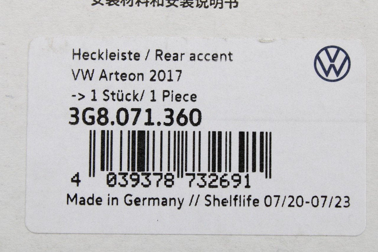 VW Arteon 2017-on tailgate boot lid accessory chrome strip 3G8071360