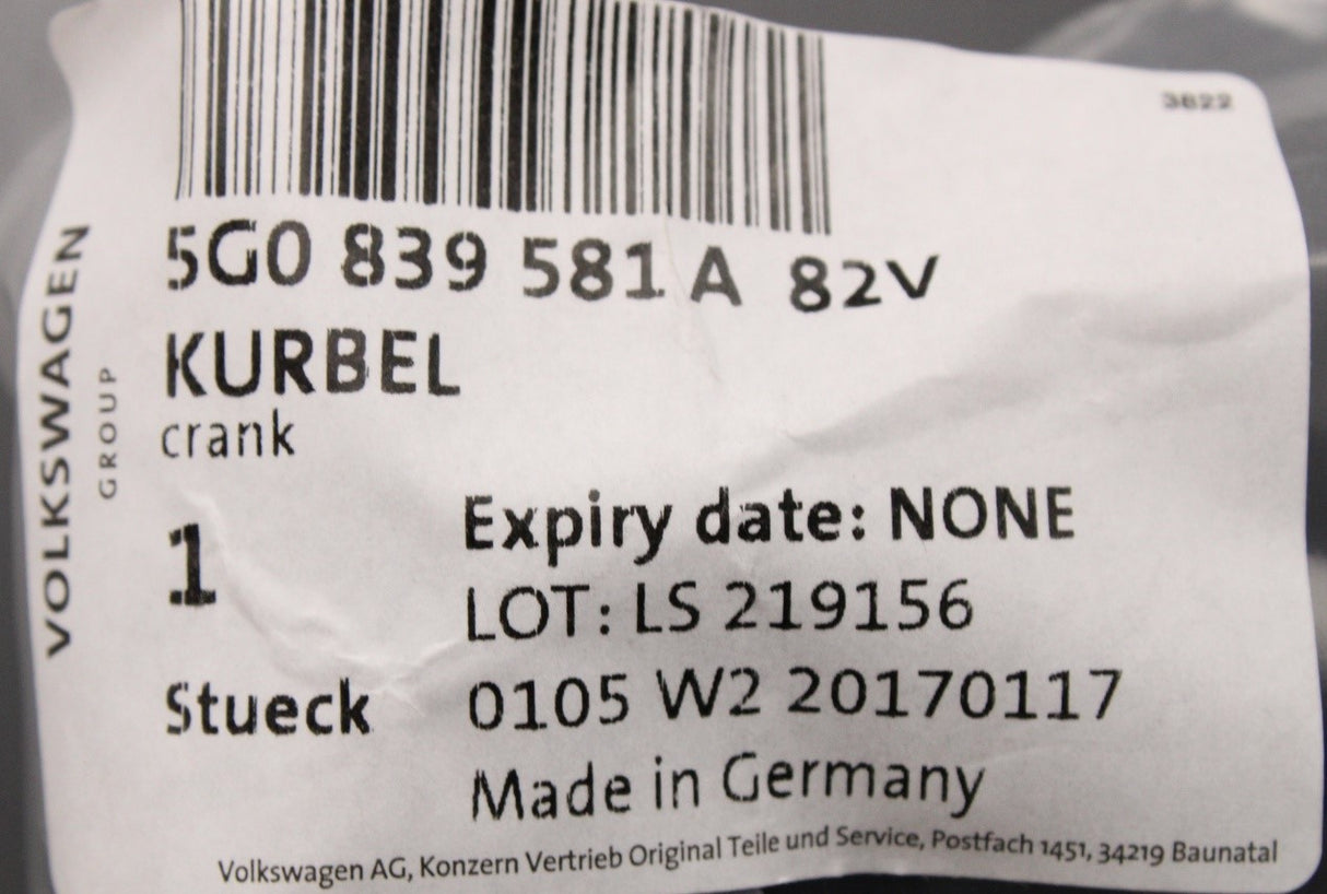 VW Golf MK7 13-16 MK7.5 17-20 window crank handle (rear) 5G0839581A 82V