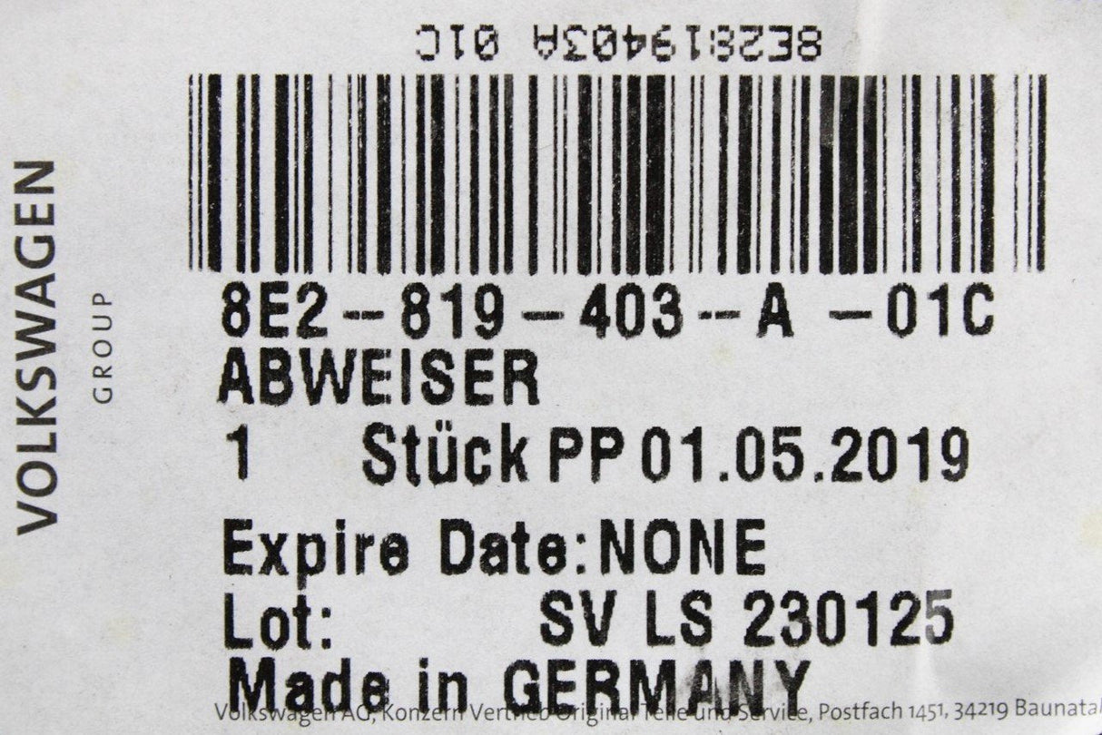Audi A4 S4 RS4 B6 B7 rain cover scuttle panel (RHD) 8E2819403A 01C