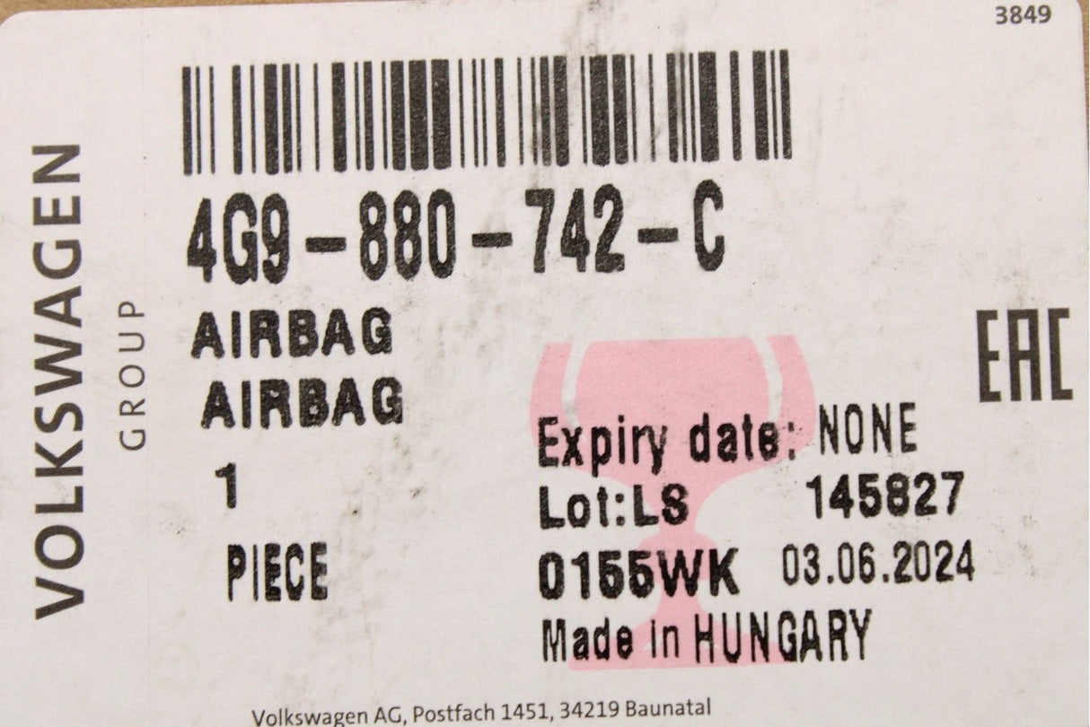 Audi A6 S6 RS6 Avant 2013-2018 side curtain airbag (right) 4G9880742C