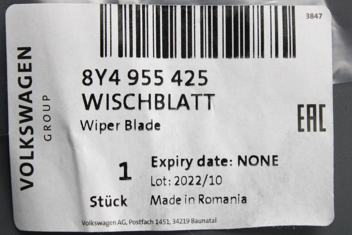 Audi A3 S3 RS3 Sportback 2020-on rear window wiper blade 8Y4955425