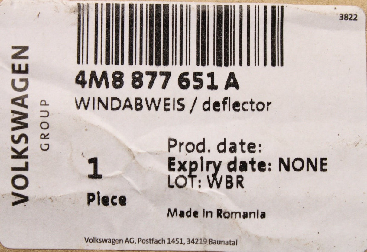 Audi e-tron Q3 Q8 RSQ8 Skoda panoramic sunroof wind deflector 4M8877651A