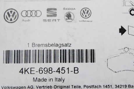 Audi e-Tron 2019-on Q8 e-Tron 2024-on brake pad set (rear) 4KE698451B