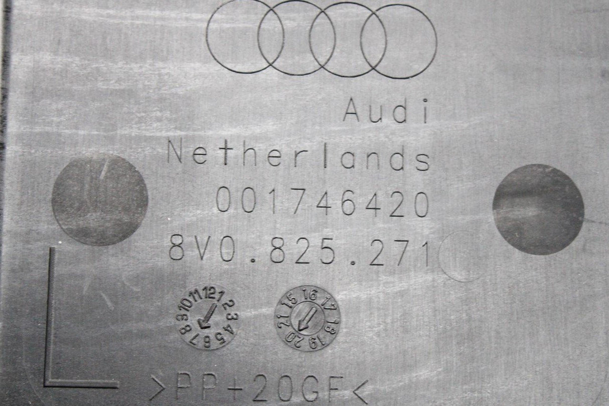 Audi A3 S3 RS3 13-20 underbody protection trim (front, left) 8V0825271