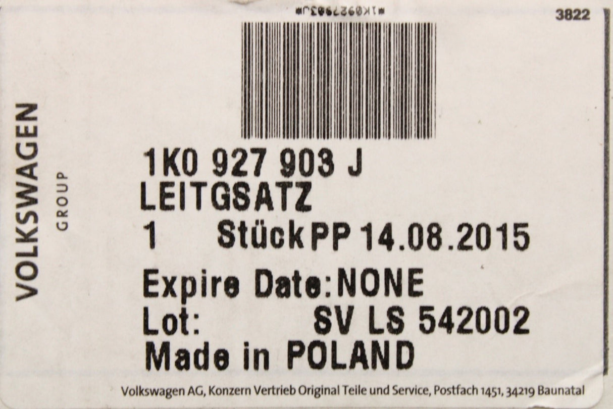 VW Audi Skoda ABS sensor wiring harness (front left) 1K0927903J
