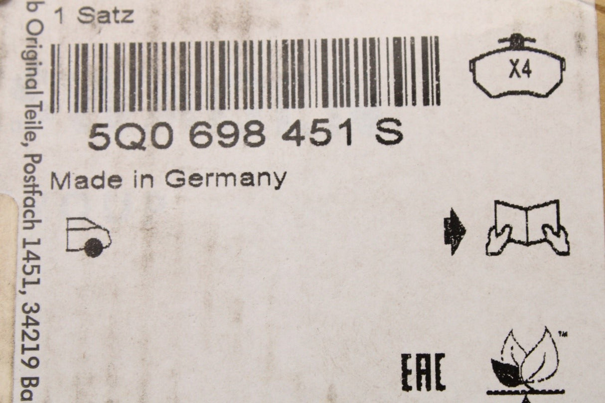 VW Arteon Tiguan T-Roc 2016-on brake pads (rear) 5Q0698451S