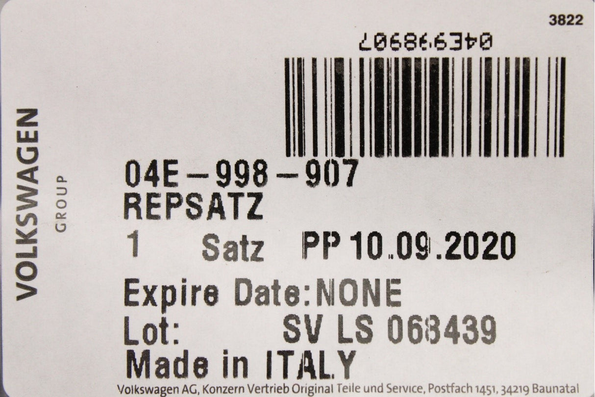 VW Touran 2016-on 1.2 1.4 injector seal kit 04E998907