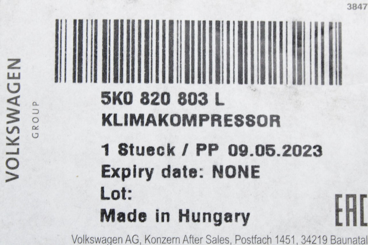 VW Audi Skoda SEAT 1.2 1.8 2.0 TSI 1.6 2.0TDI a/c compressor 5K0820803L