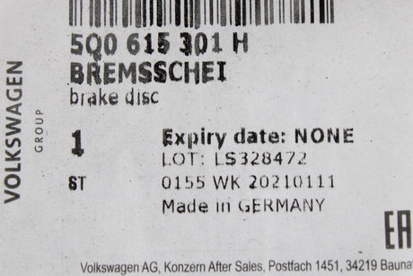 VW Golf T-Roc Audi Skoda SEAT front brake discs pair (288mm) 5Q0615301H