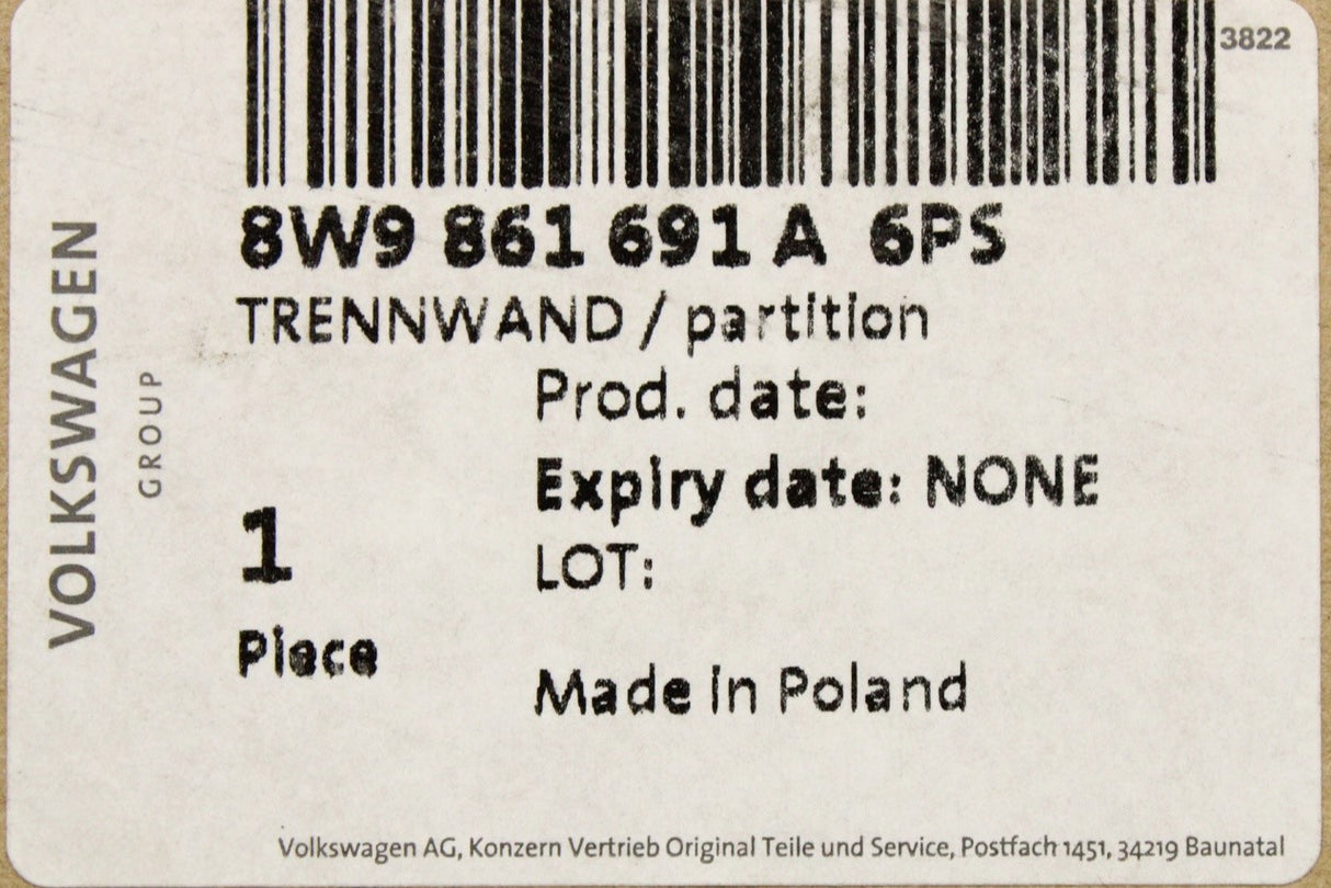 Audi A4 S4 RS4 Avant B9 luggage compartment net partition 8W9861691A 6PS