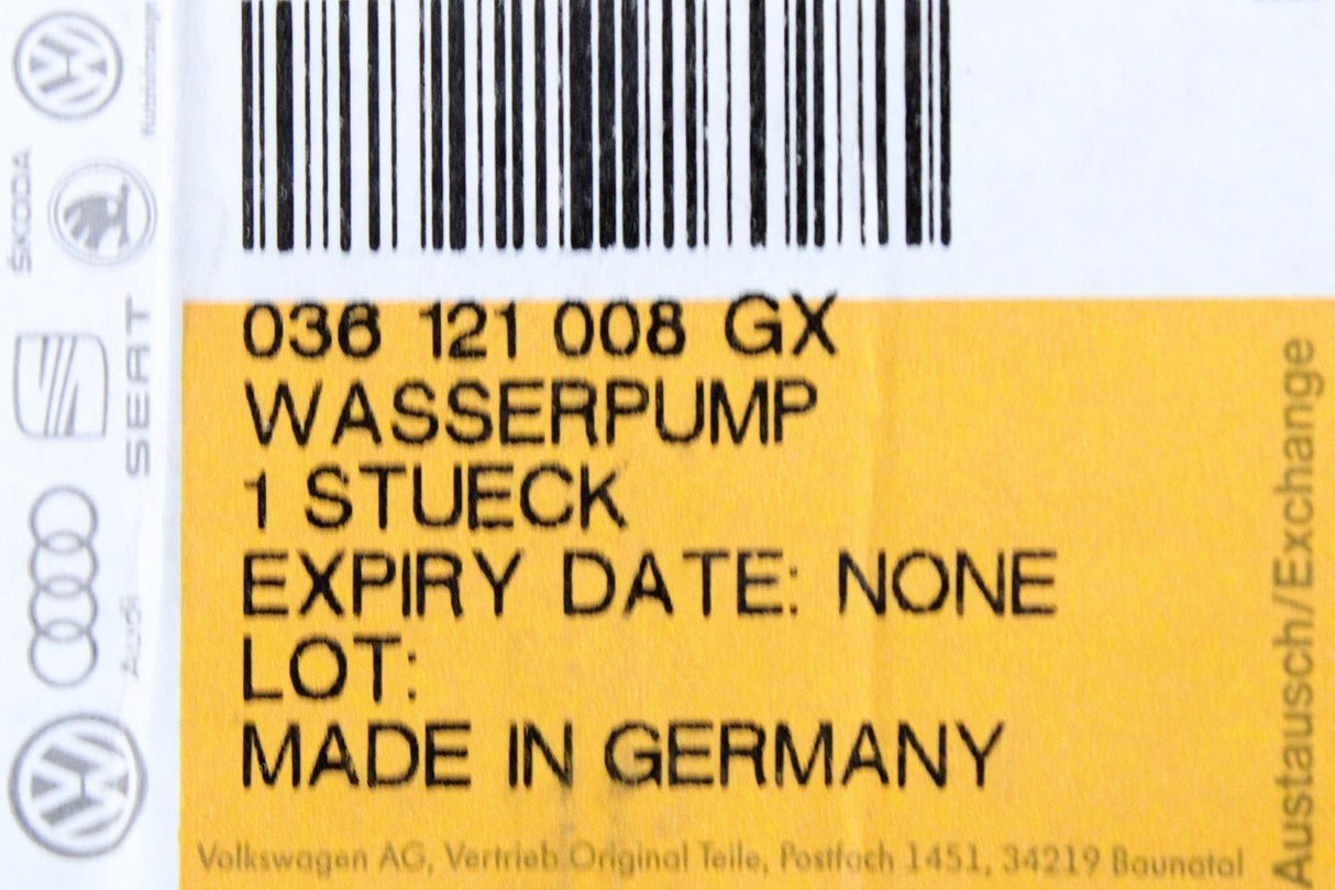 VW Golf Bora Lupo Polo Audi A2 1.4 1.6 coolant water pump 036121008GX