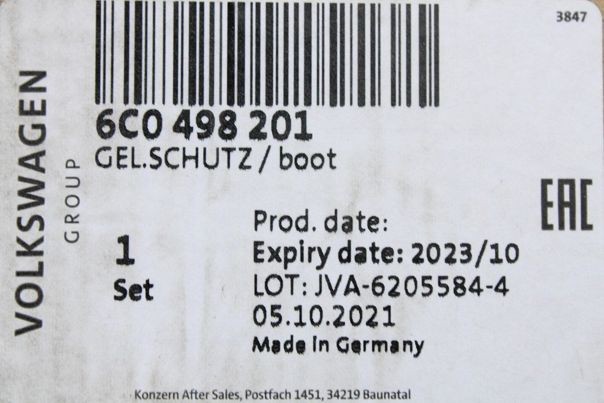 VW Polo 6C SEAT Ibiza Skoda Fabia front CV boot kit (inner) 6C0498201