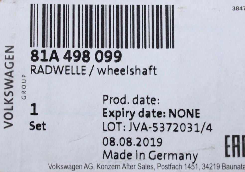 VW Audi Skoda SEAT Front right outer CV joint assembly parts 81A498099