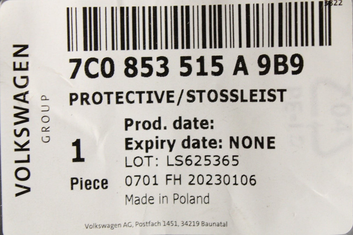 VW Crafter 17-on side protection trim (left B-pillar) 7C0853515A 9B9