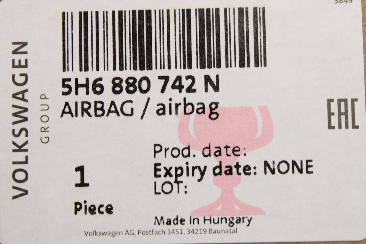 VW Golf MK8 2020-on curtain head airbag unit (right) 5H6880742N