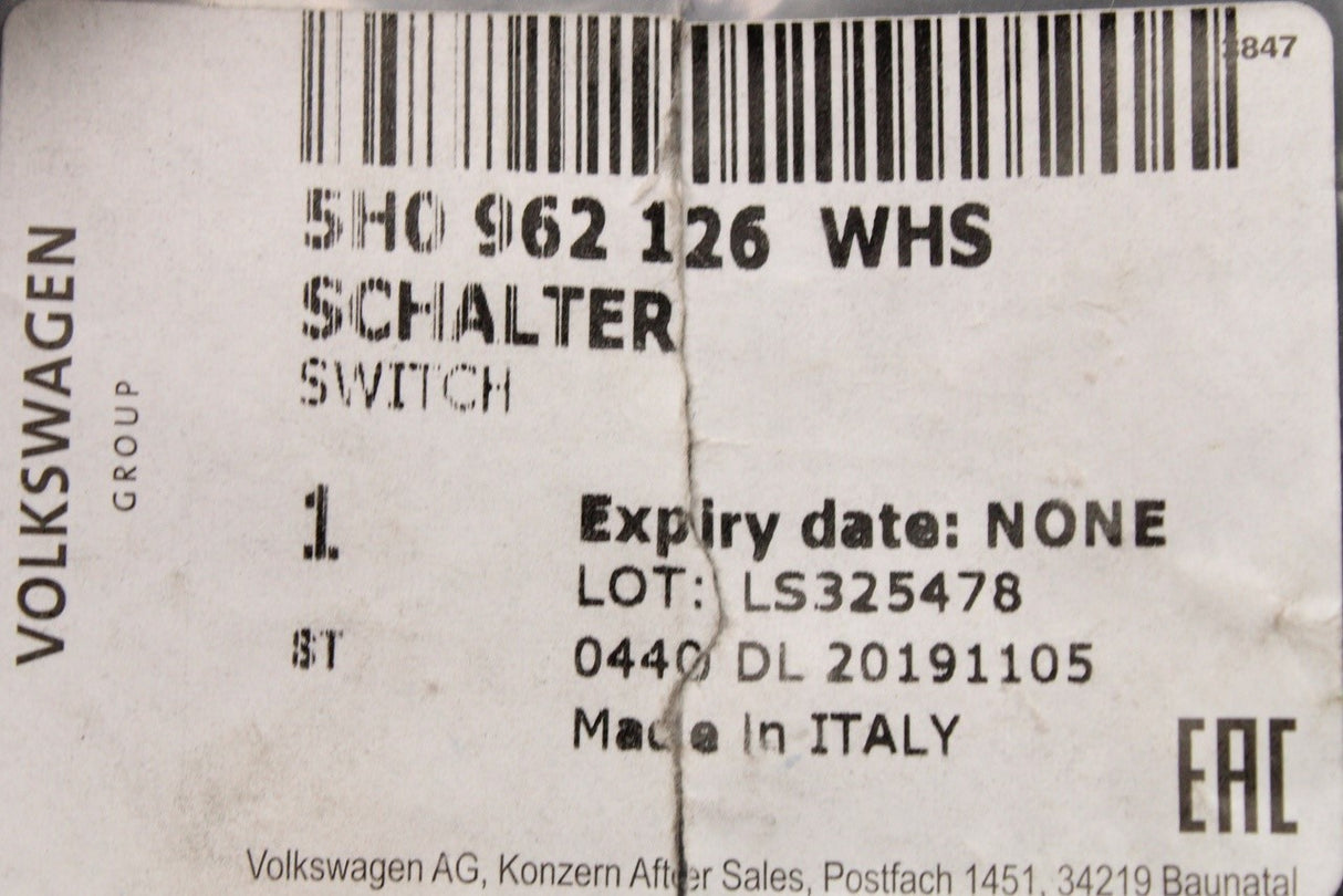 VW Golf MK8 2020-on RHD central locking switch button 5H0962126 WHS