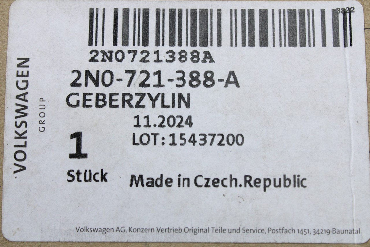 VW Crafter 2017- Clutch pedal master cylinder 2N0721388A