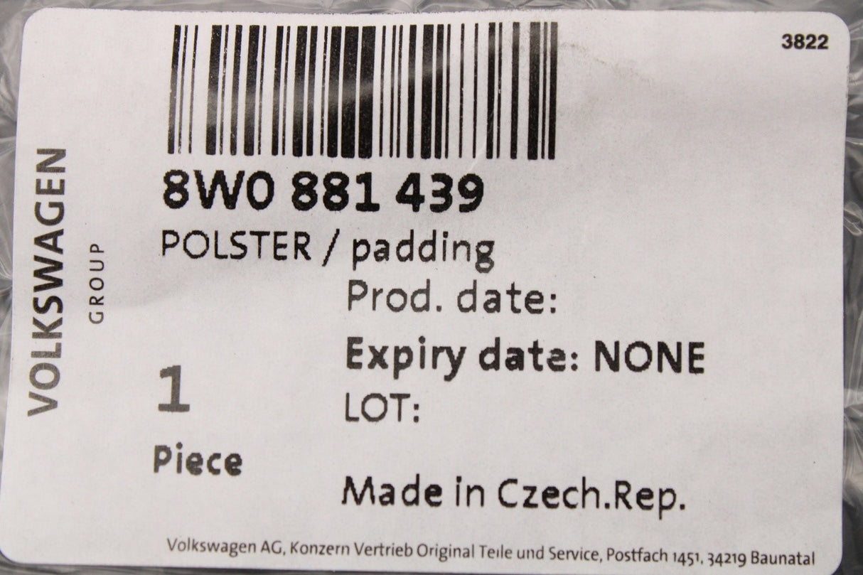 Audi A4 S4 A5 RS4 RS5 2016-2025 seat depth extension padding 8W0881439