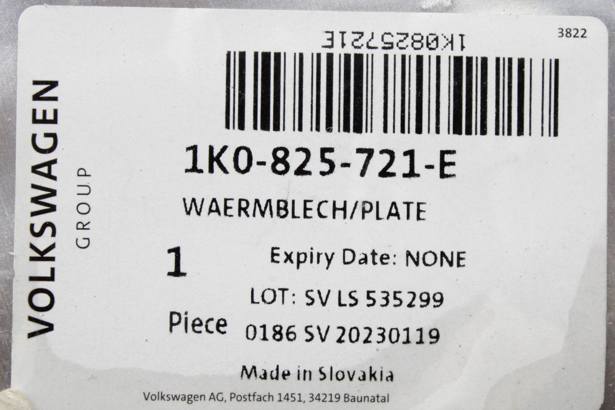 VW Golf MK5 MK6 Audi Skoda SEAT centre silencer heat shield 1K0825721E
