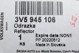 Skoda Superb 2015-on rear bumper reflector (right) 3V5945106