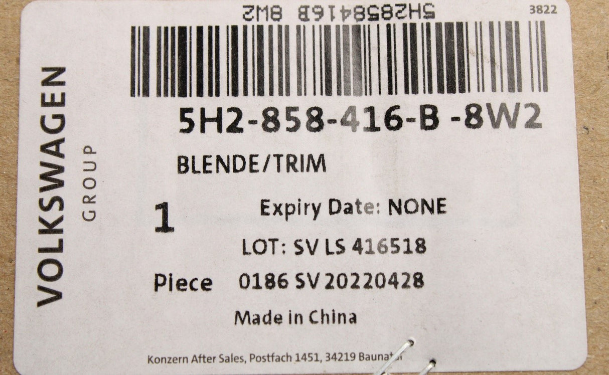 VW Golf MK8 2020-on dashboard trim panel (RHD) 5H2858416B 8W2