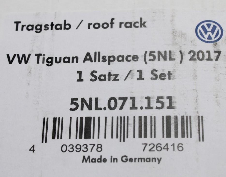 VW Tiguan Allspace 2018-on set of roof bars (silver) 5NL071151