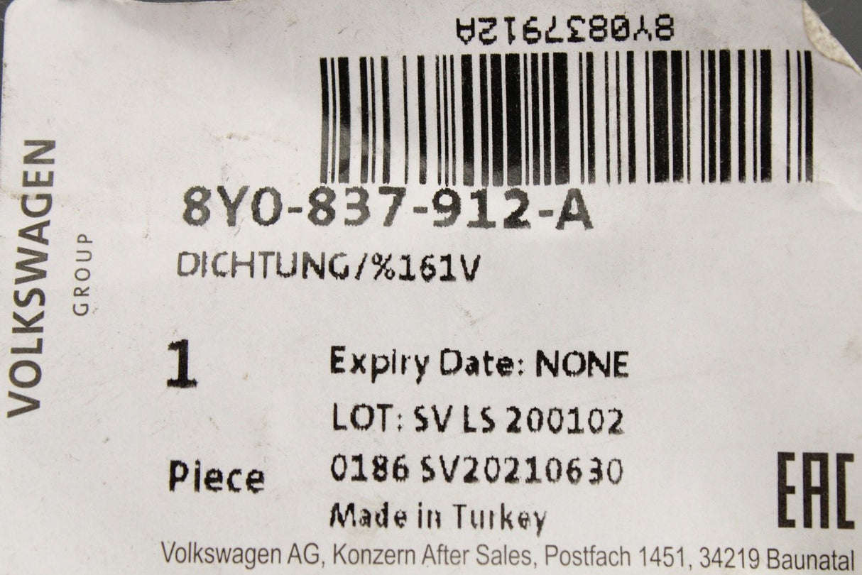 VW ID.4 ID.5 Audi A3 Q4 e-tron outer door seal (front right) 8Y0837912A