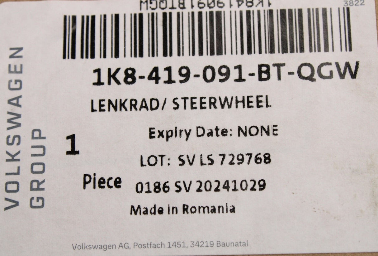 VW Scirocco Polo 2012-2018 R-Line steering wheel 1K8419091BT QGW