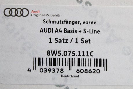 Audi A4 B9 2020-on accessory mud flap set (front & rear) 8W5075111C/106A