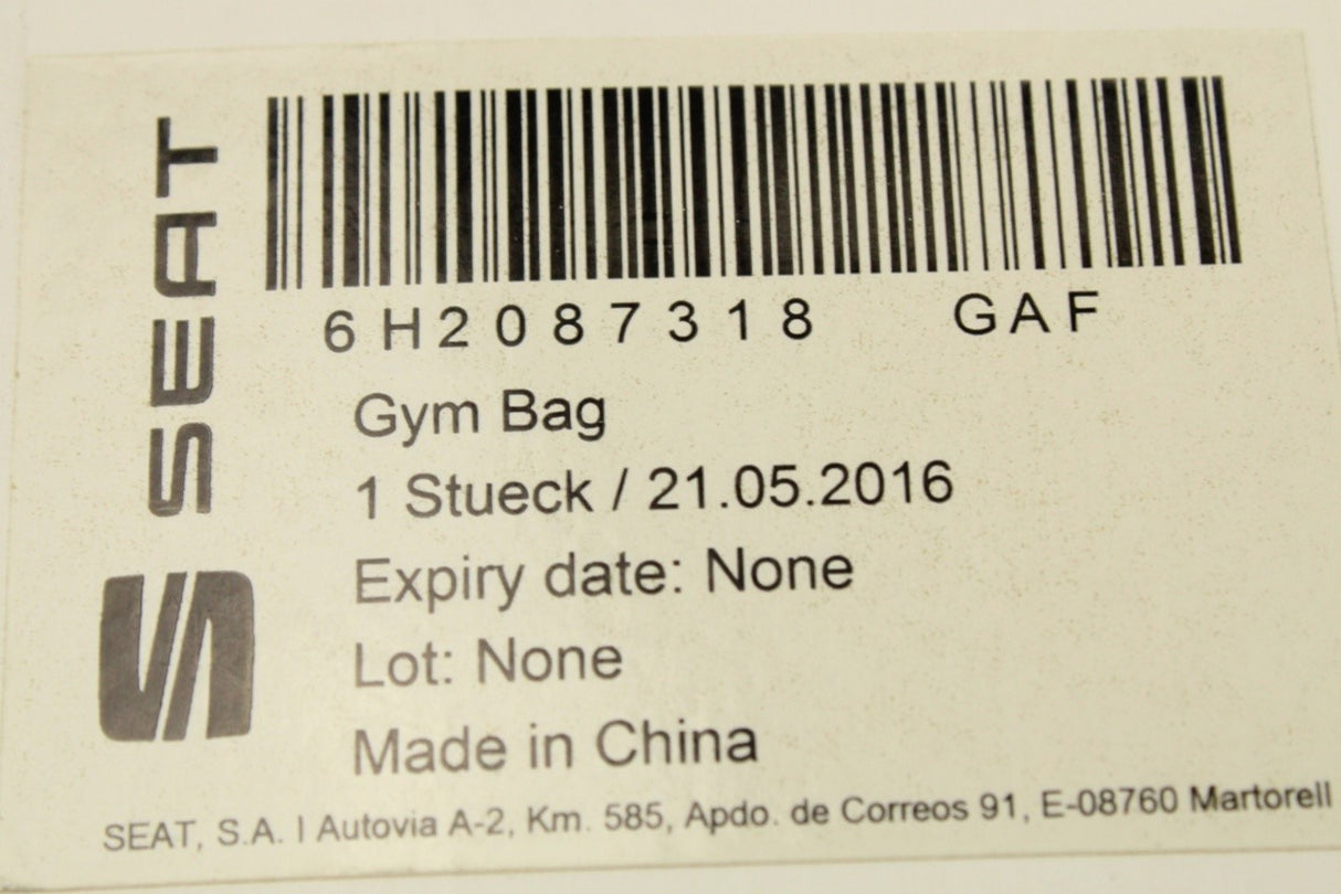 SEAT sports gym bag tote 6H2087318 GAF