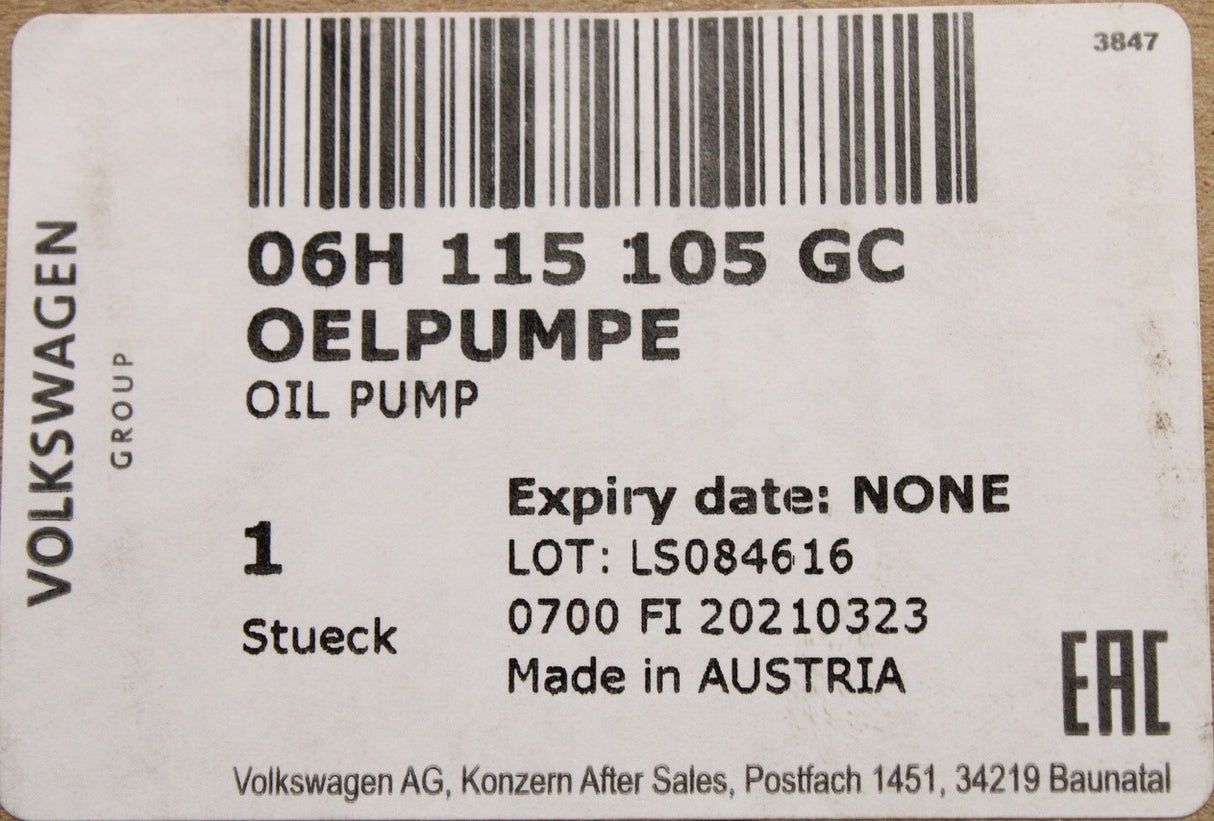 VW Golf Polo Audi A3 Skoda Octavia SEAT oil pump (2.0TSI) 06H115105GC