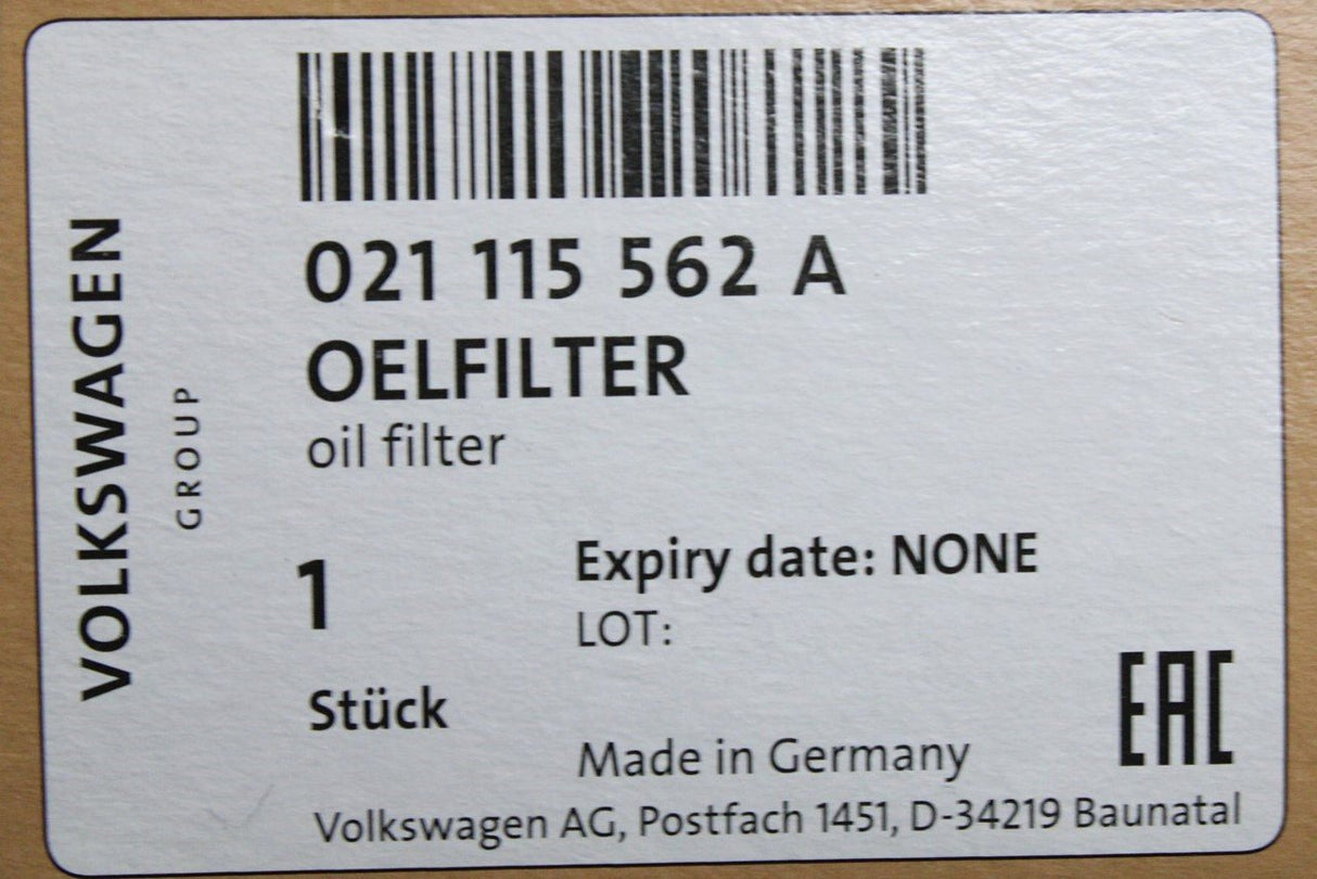 VW Golf MK3 VR6 Touareg 3.2 Audi Q7 3.6 A8 4.2 oil filter 021115562A