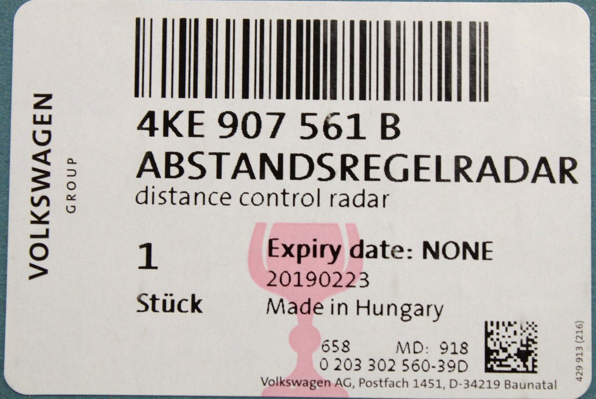 Audi e-tron 2019-on front distance control radar sensor 4KE907561B