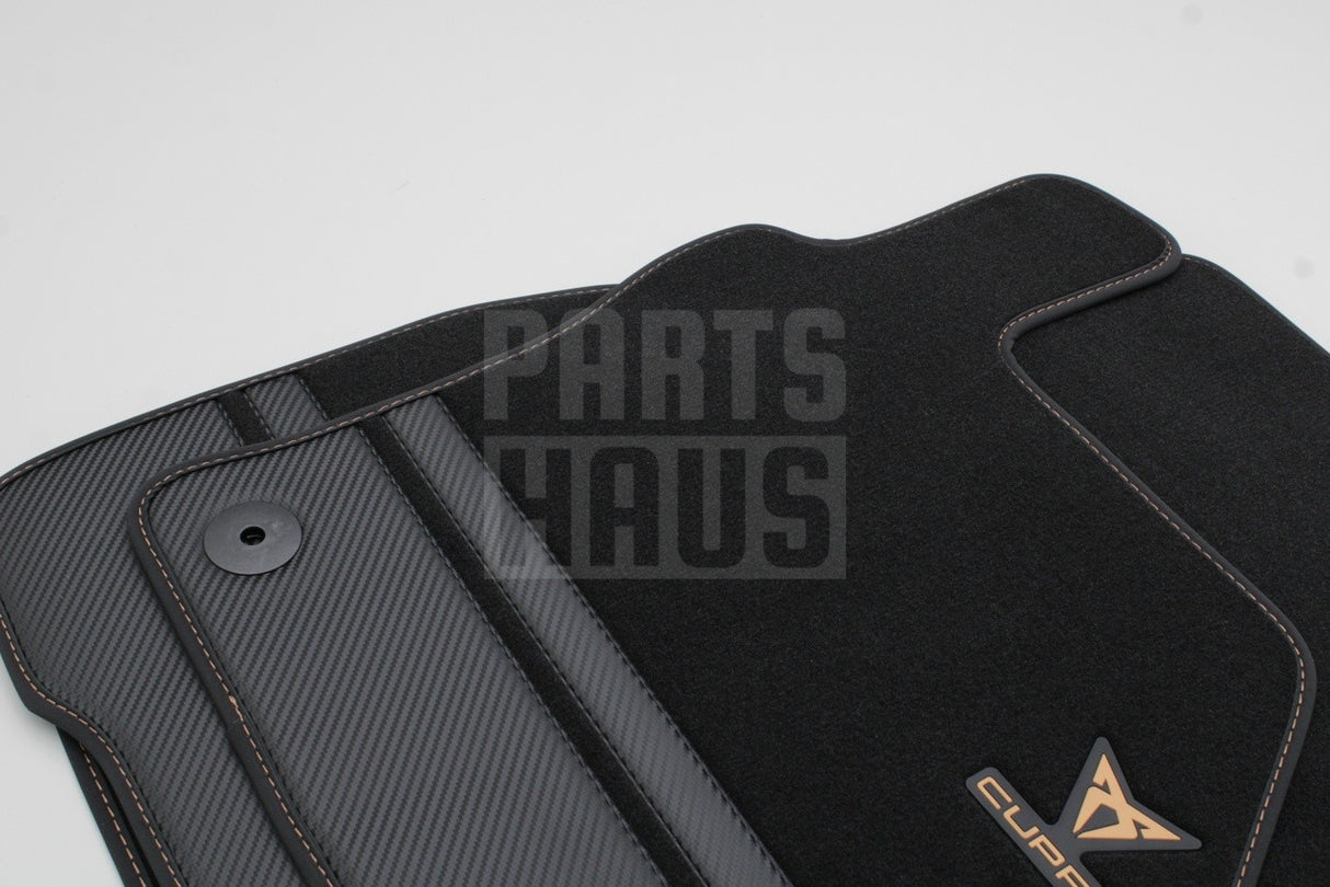 CUPRA Leon 2020-on front & rear carbon effect floor mats 5FH093990F