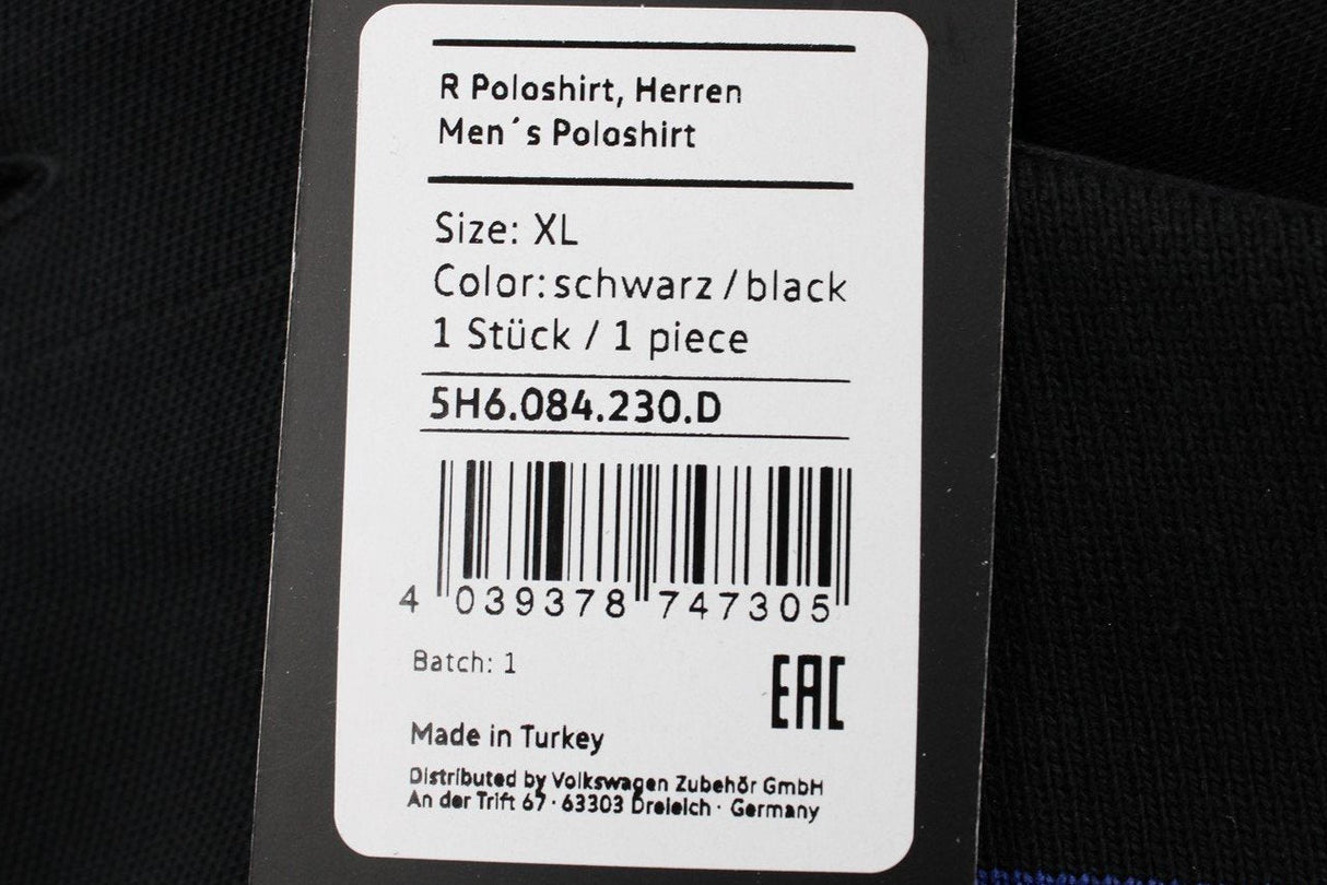 VW Golf Tiguan Touareg Arteon R polo shirt men's XL Black 5H6084230D