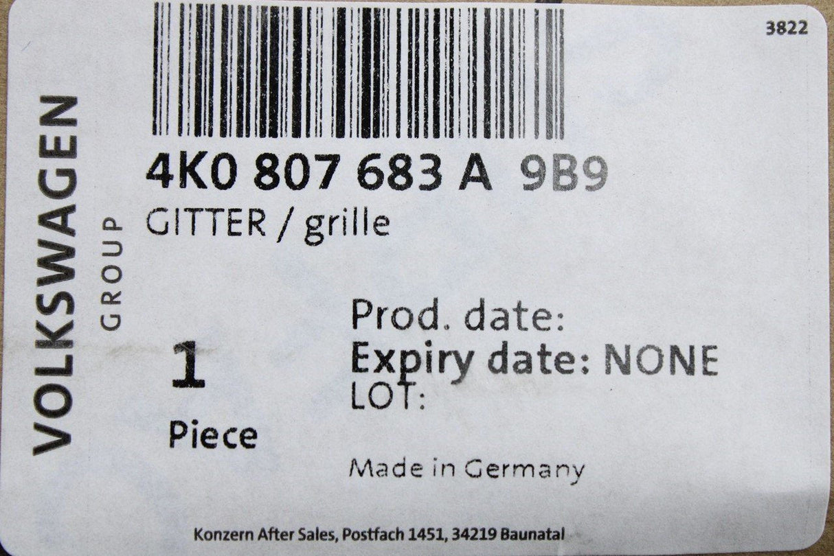 Audi A6 2019-on lower centre grille (front) 4K0807683A 9B9
