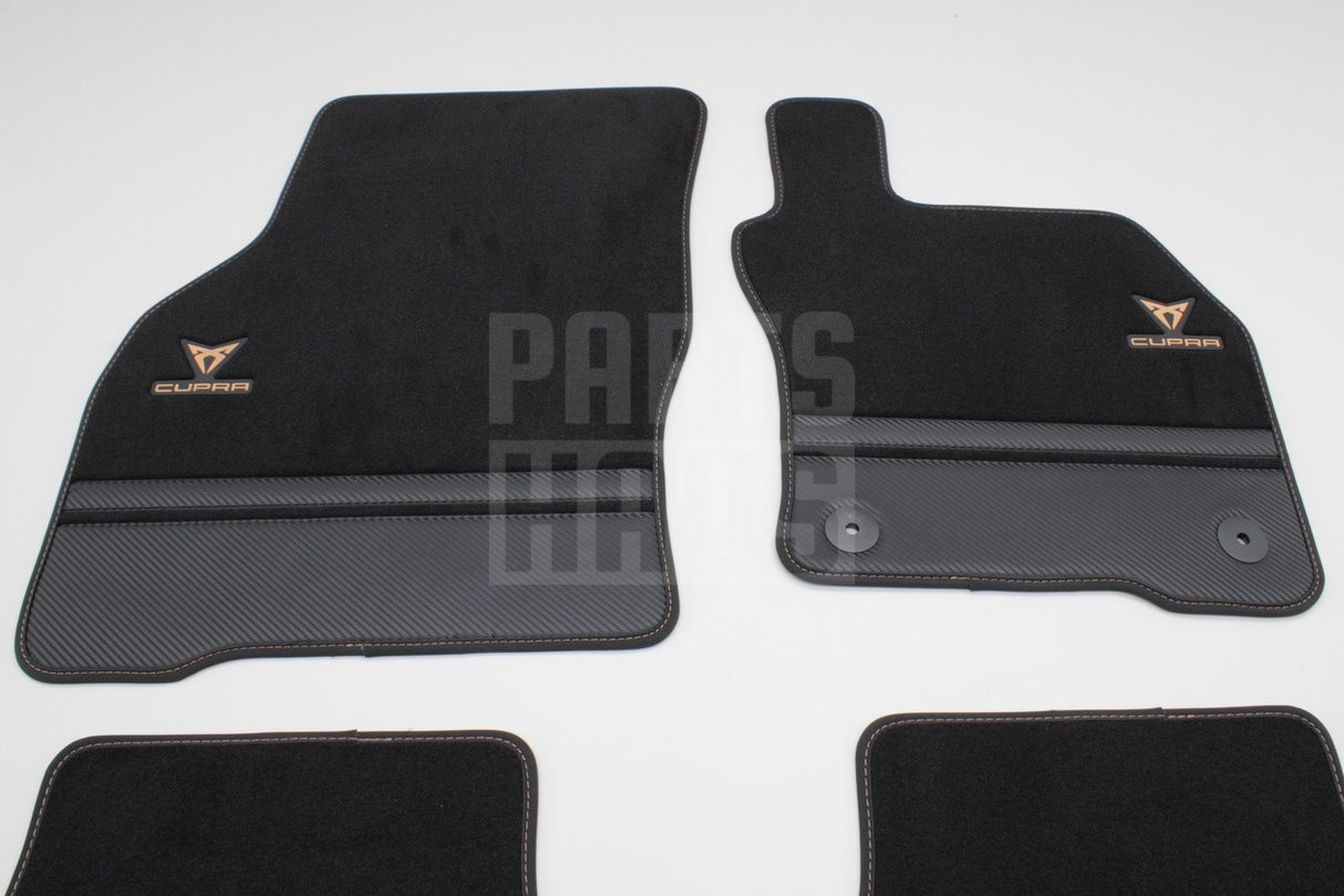 CUPRA Formentor 2021-on front & rear carbon effect floor mats with safety kit 5FH093990F